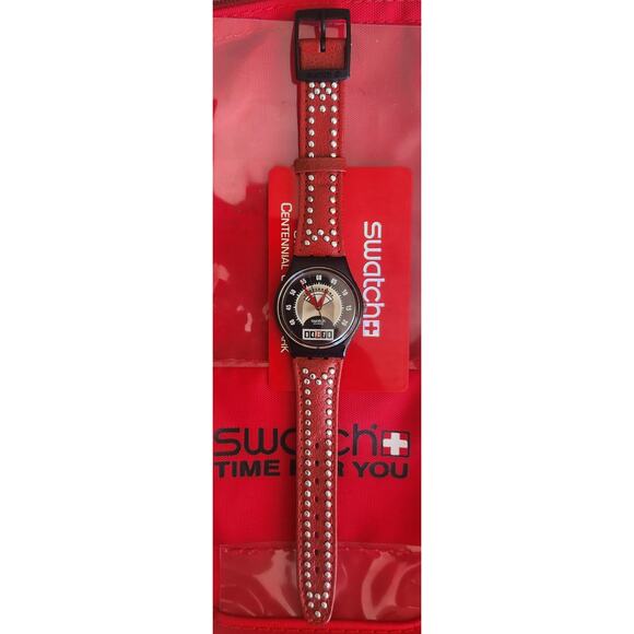 Swatch watch RED FLAME GB418 1995 Standard Gents New old stock - Picture 2 of 9
